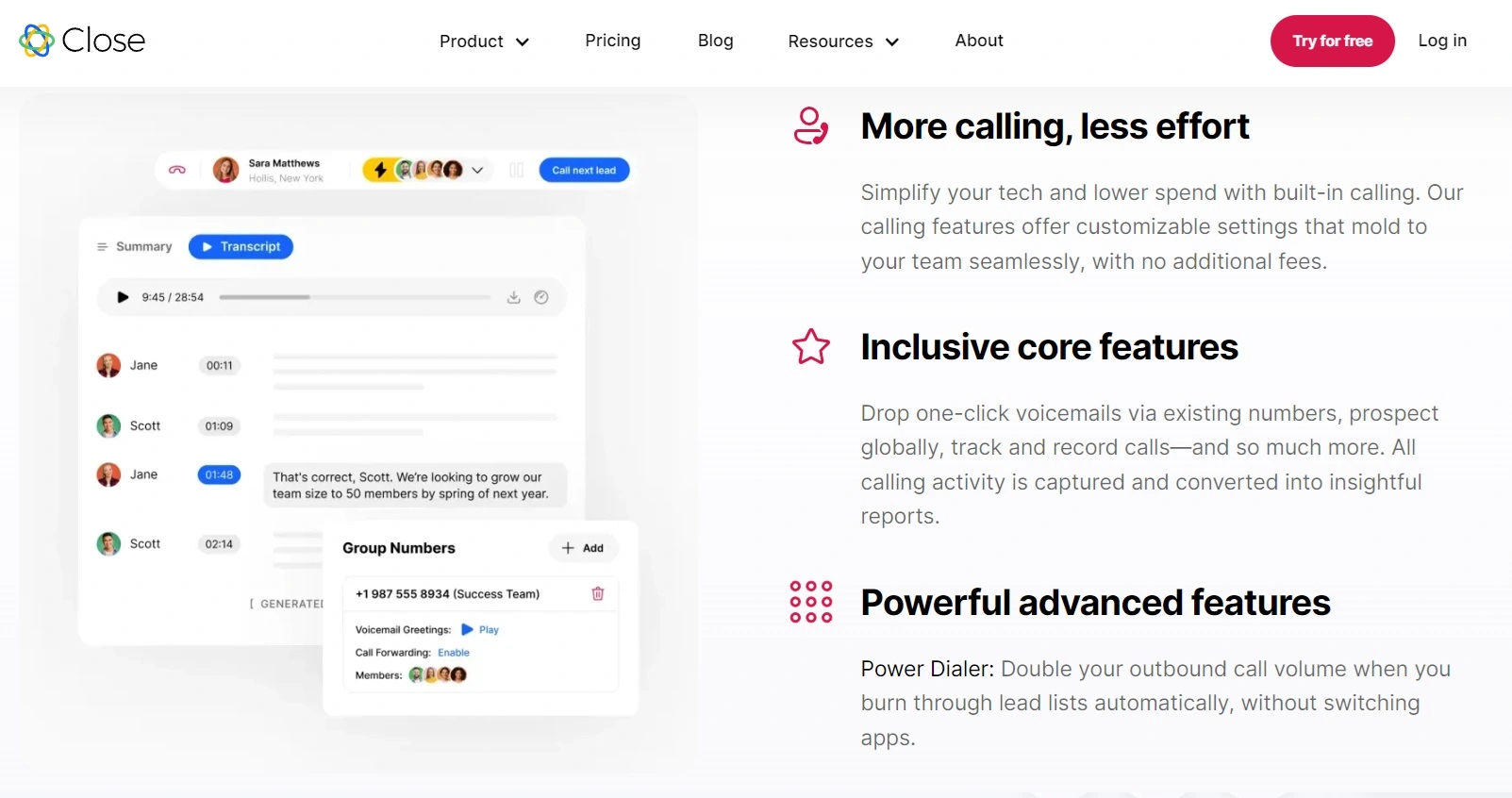 Landing Page Close CRM software follow up tracking terbaik-Close CRM