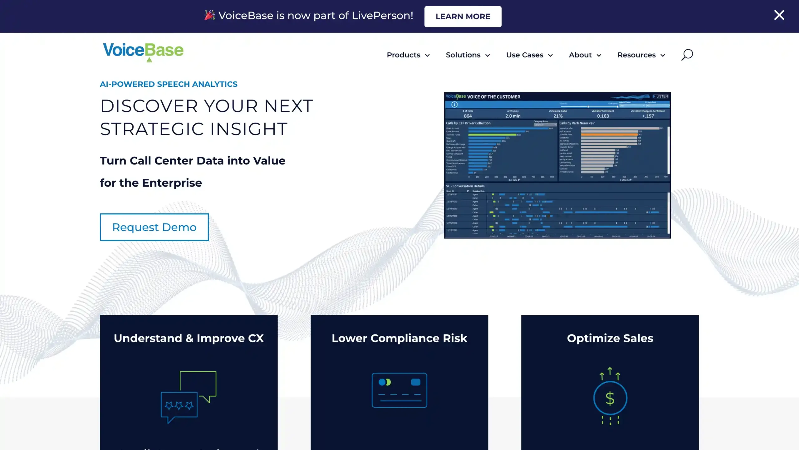 Landing Page VoiceBase VoiceBase-Software ai call center