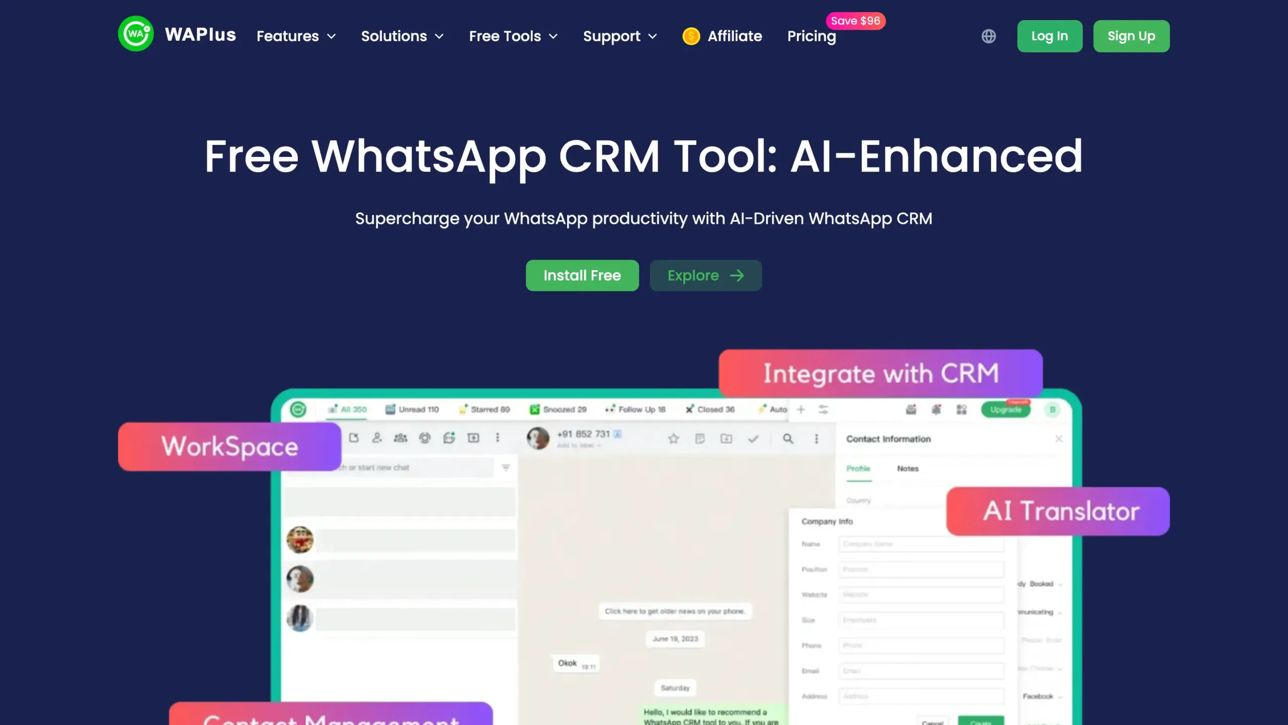 Landing Page WAPlus WAPlus-aplikasi wa blast gratis terbaik