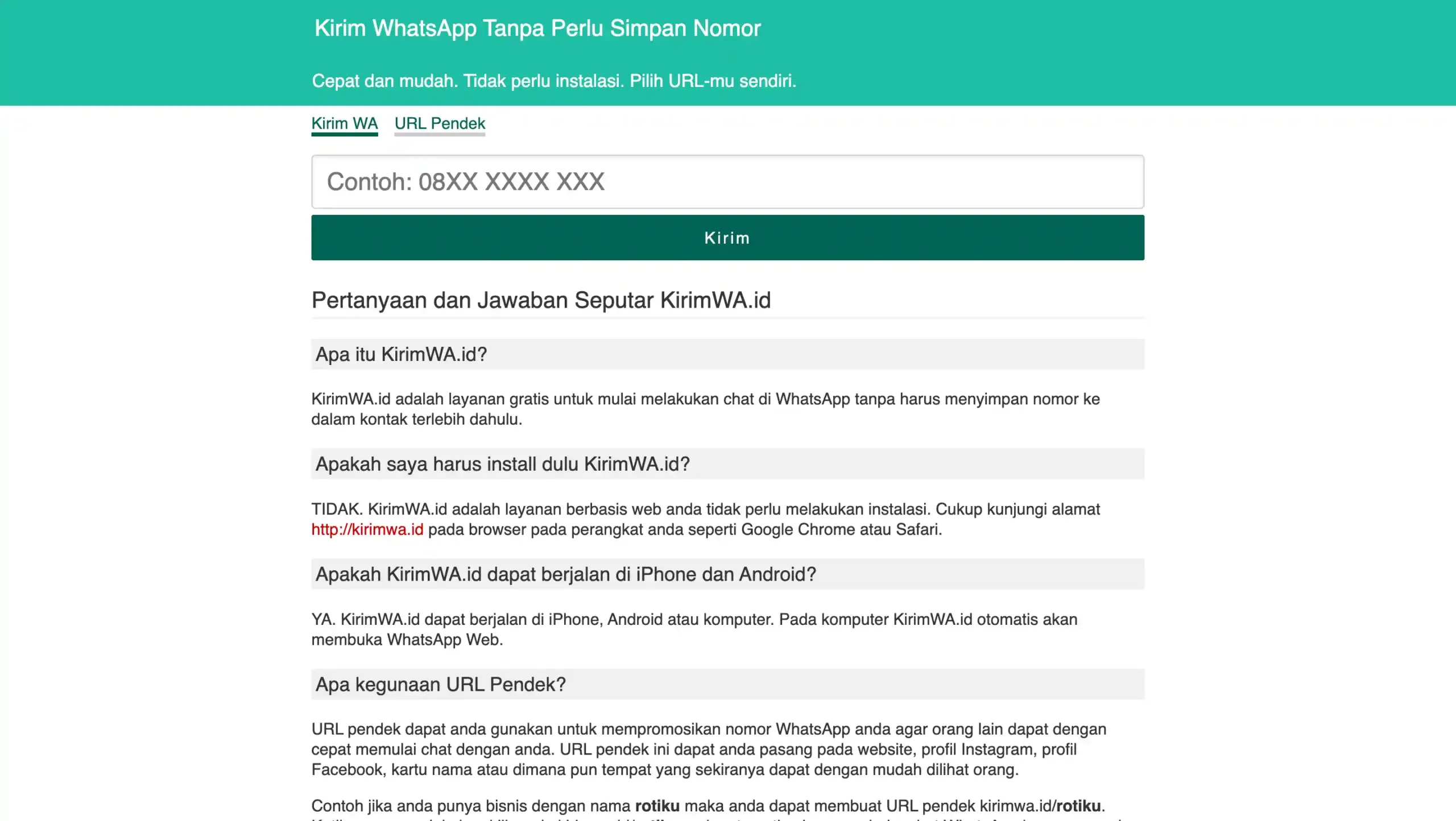 Landing Page KirimWA KirimWA-aplikasi wa blast gratis terbaik