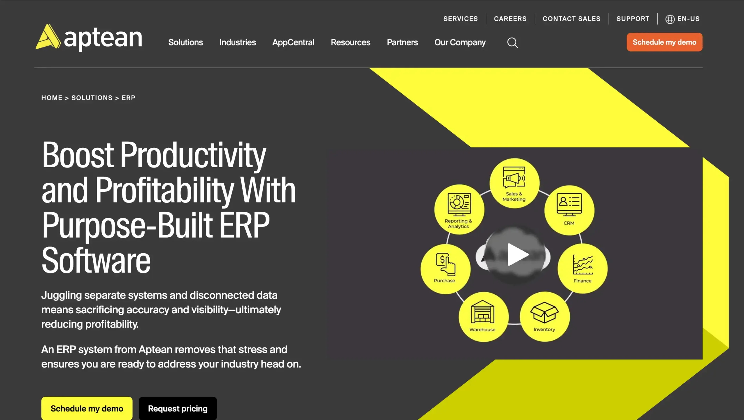 Landing Page Aptean ERP Aptean ERP-aplikasi erp terbaik