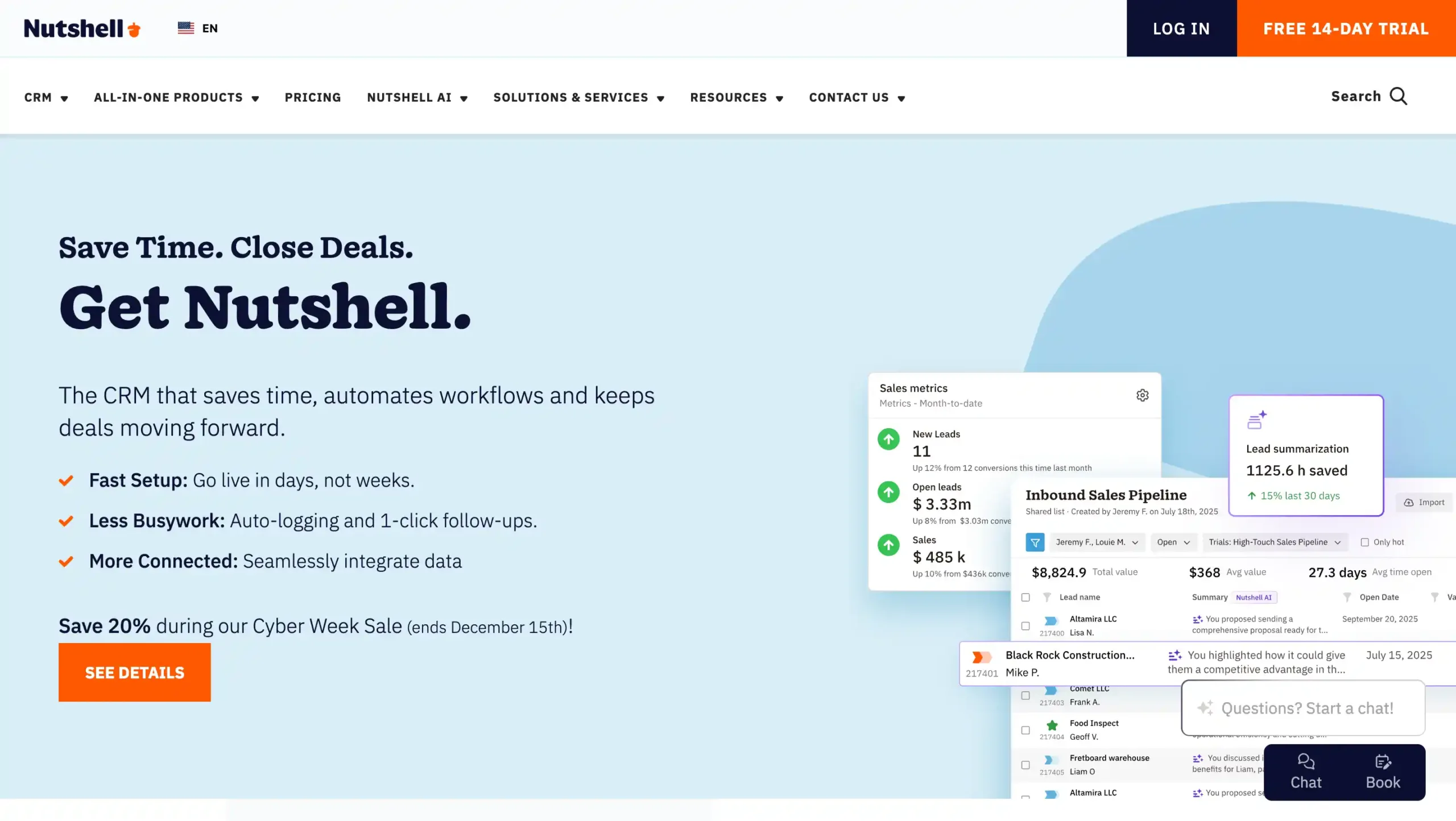 Landing Page Nutshell Nutshell-software crm untuk transportasi