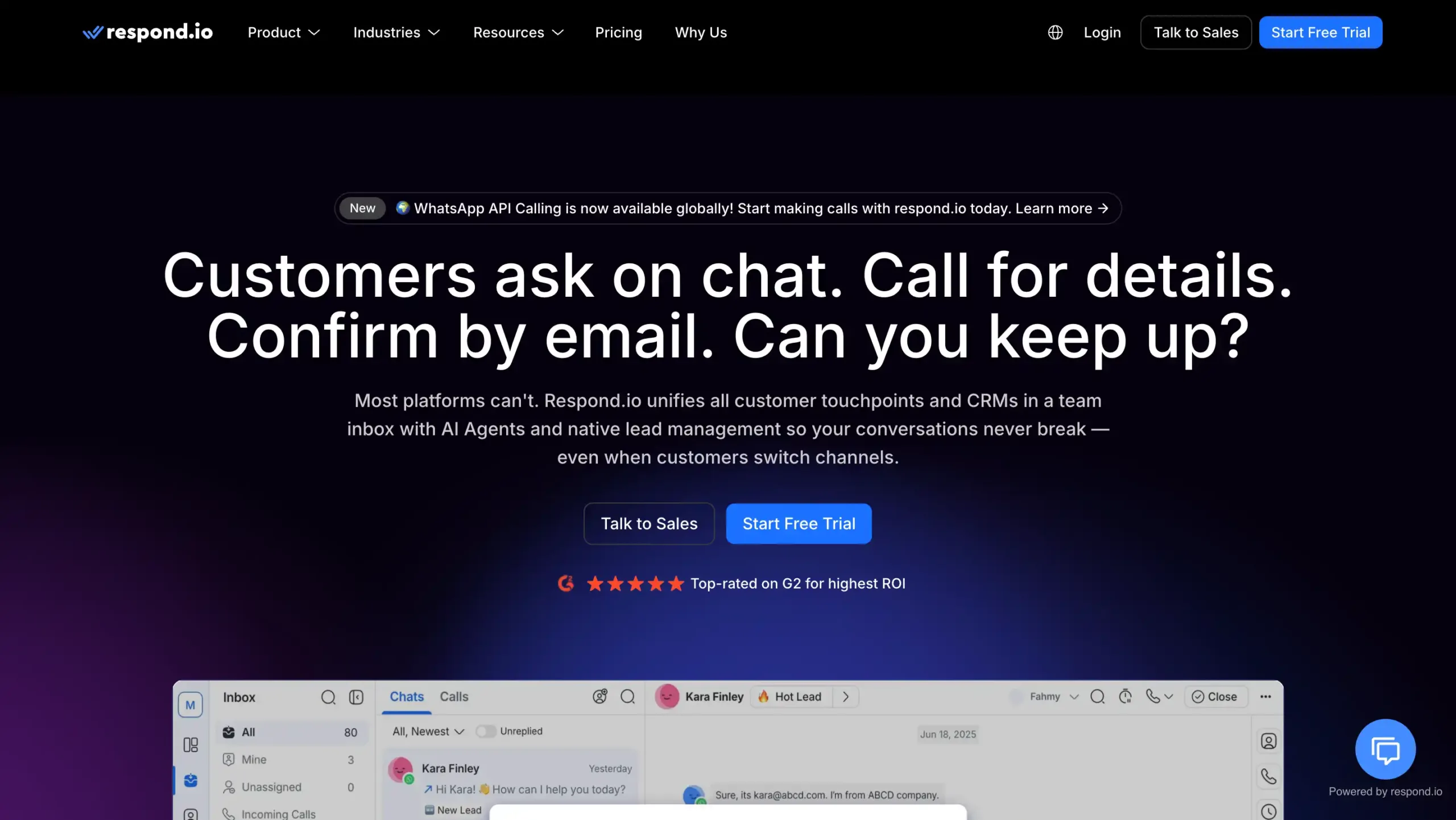 Landing Page Respond.io Respond.io-aplikasi omnichannel chat terbaik
