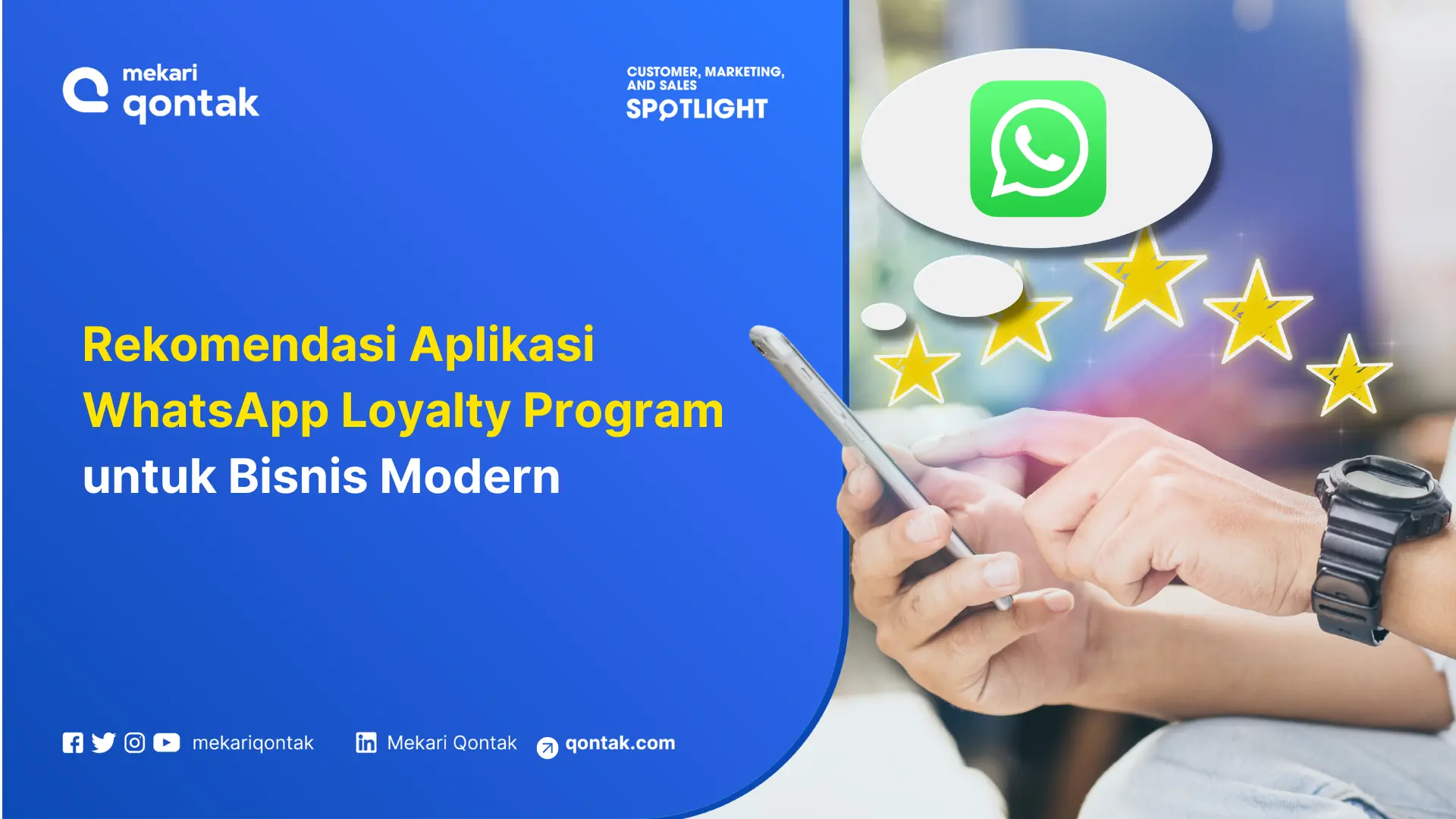 Aplikasi rekomendasi ditampilkan dengan bintang-bintang di sampingnya, saat pengguna menjelajahi program loyalitas WhatsApp dalam konteks bisnis modern.