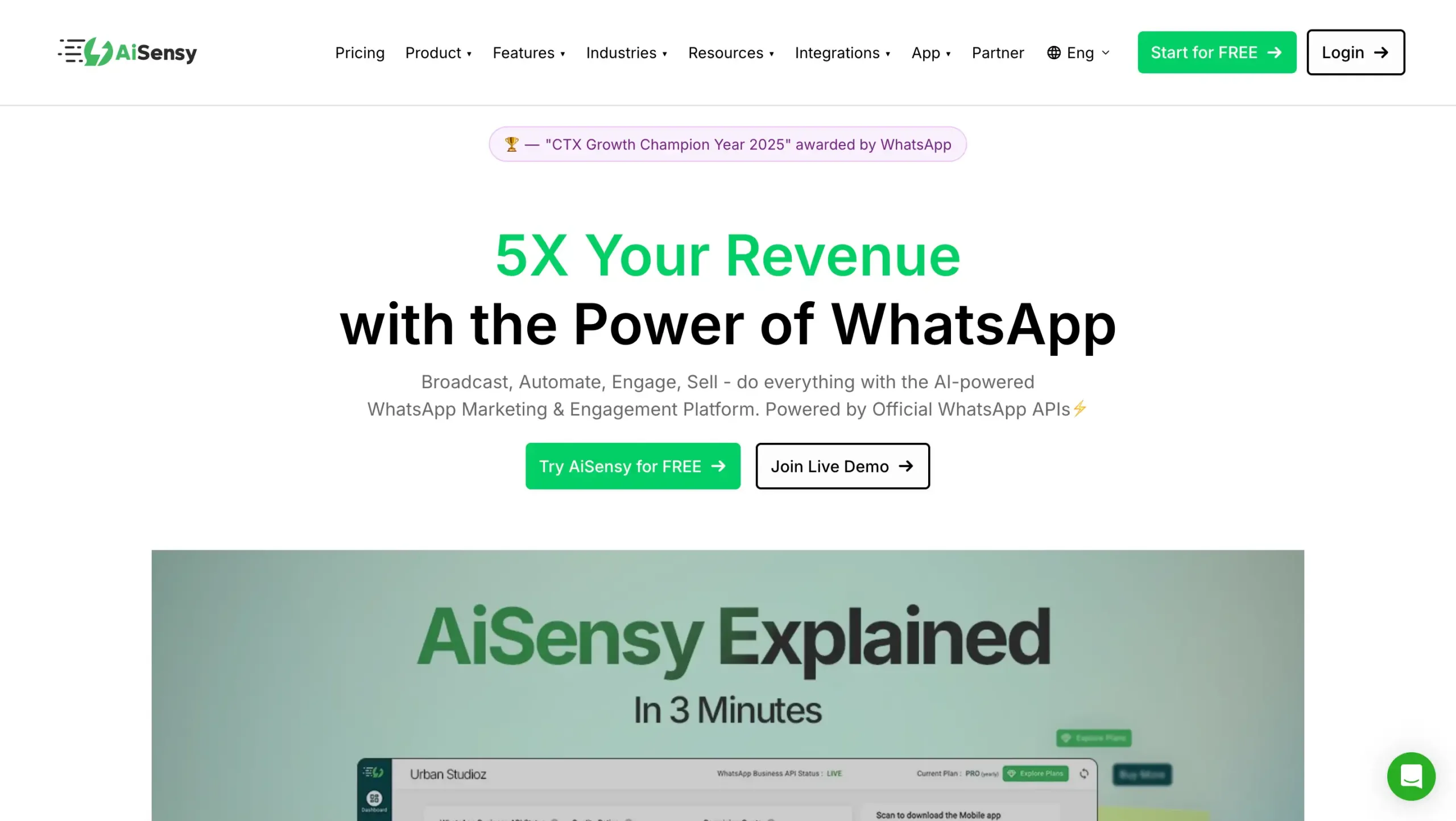 Landing Page AiSensy AiSensy-alternatif wati terbaik