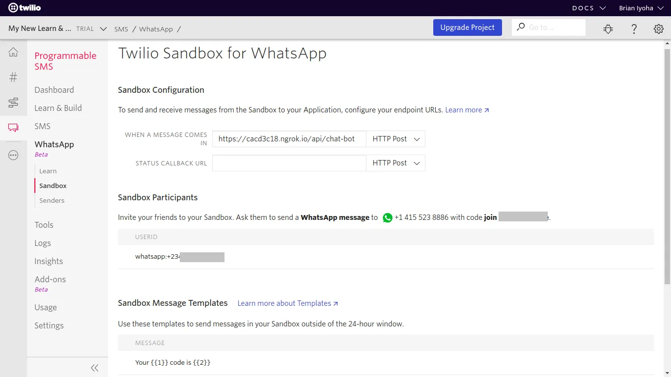 Tampilan Dashboard Aplikasi Whatsapp Blast Twilio Dashboard Aplikasi Whatsapp Blast Twilio