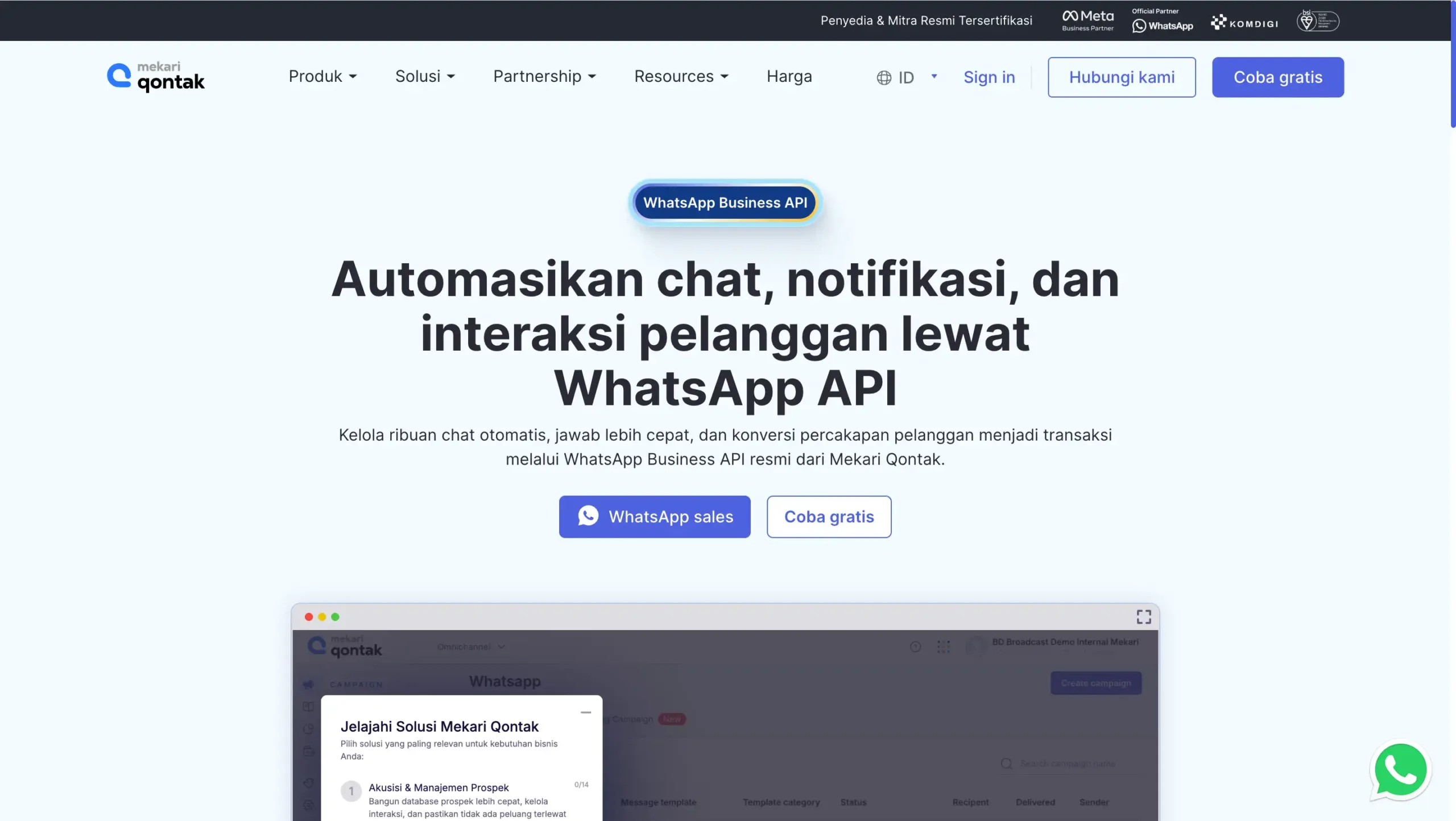 Landing Page Mekari Qontak Mekari Qontak-alternatif wati terbaik