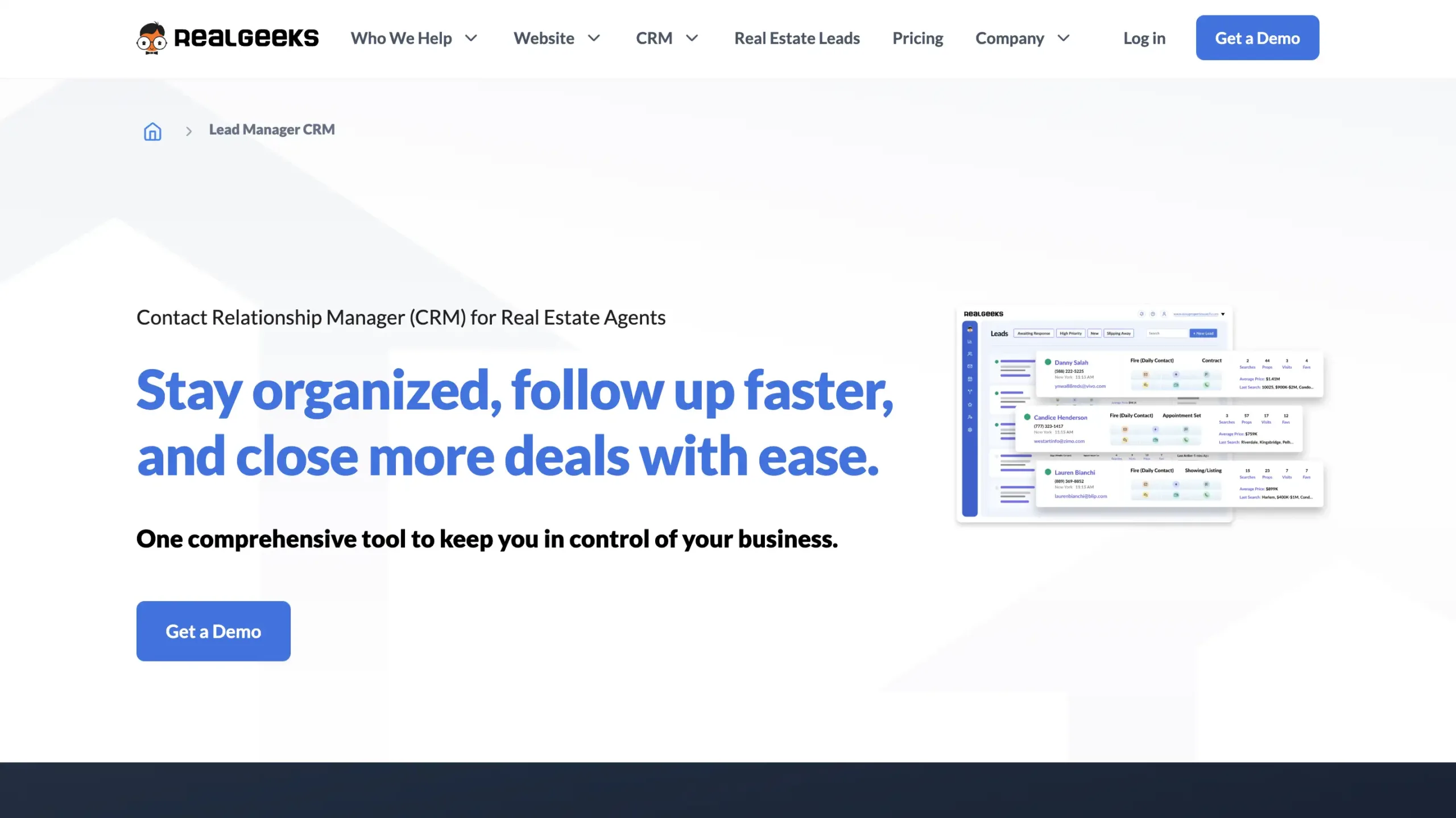 Landing Page Real Geeks Real Geeks-aplikasi crm real estate terbaik