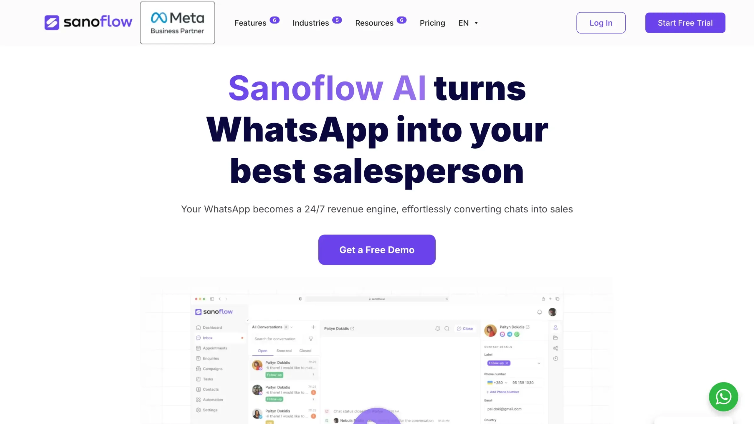 Landing Page Sanoflow Sanoflow-aplikasi whatsapp loyalty program terbaik