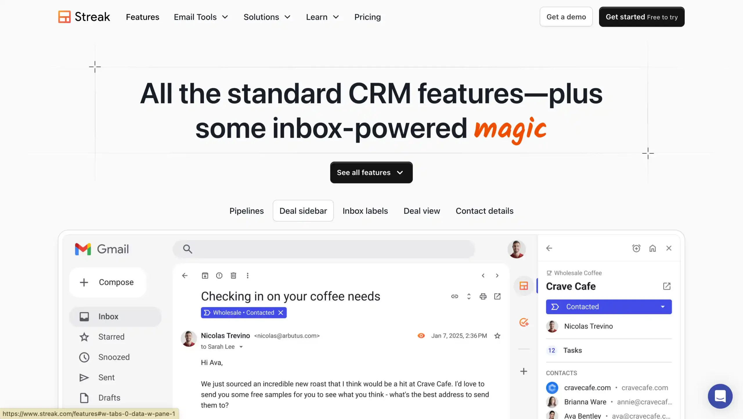 Landing Page Streak Streak-aplikasi crm gratis terbaik
