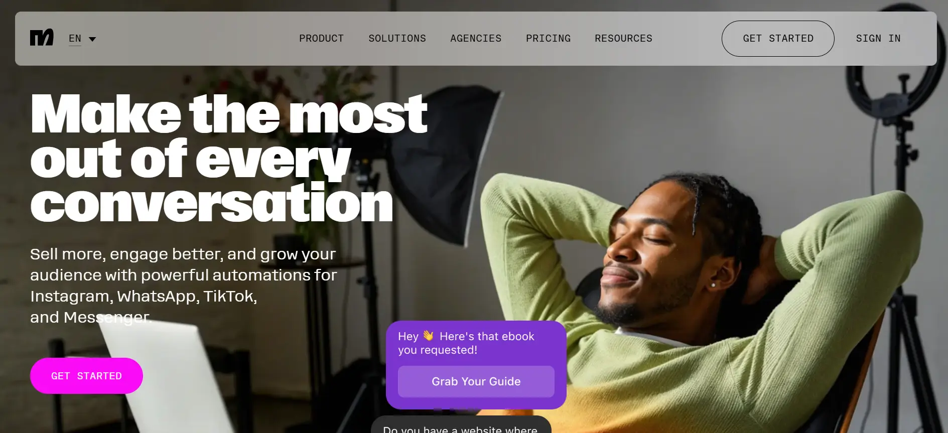 Tampilan Homepage AI Chatbot ManyChat ManyChat