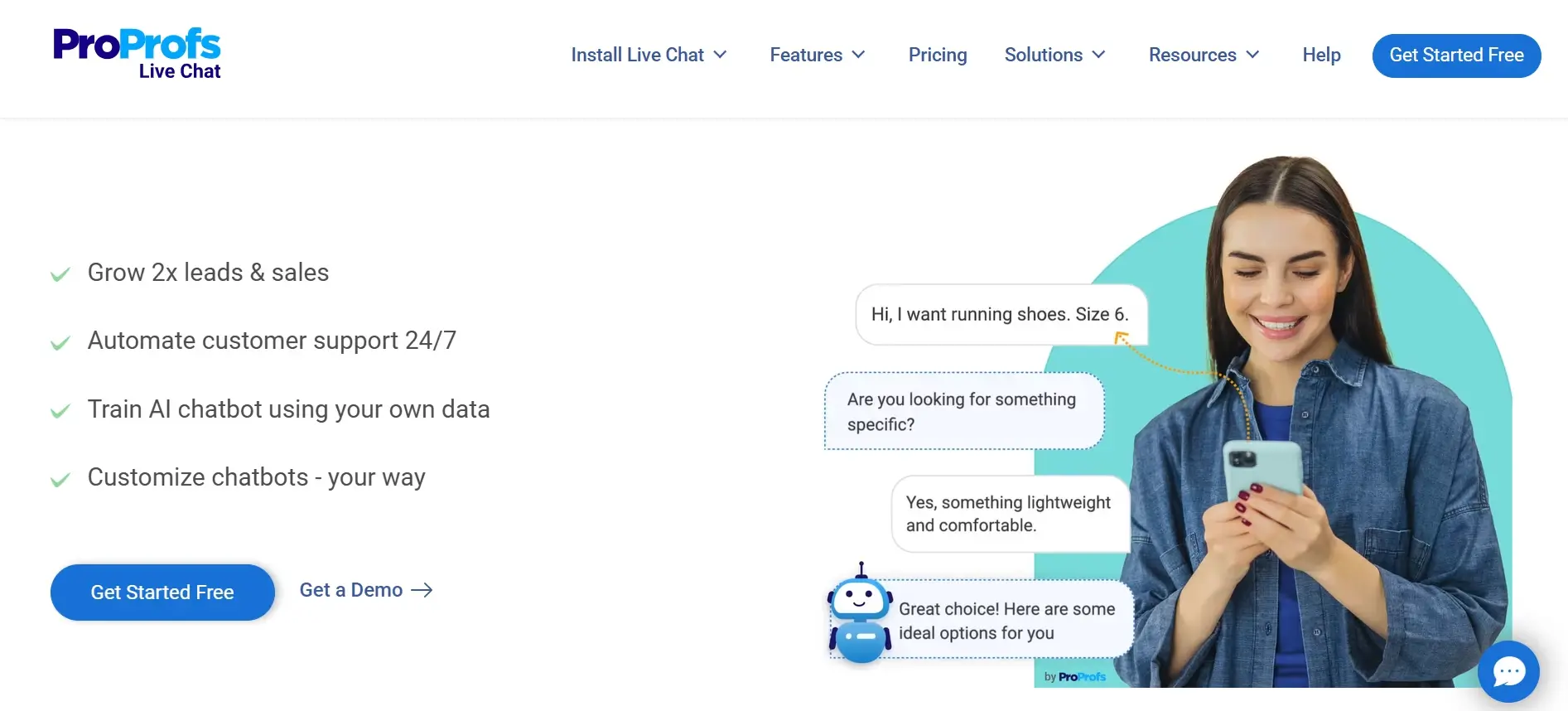 Tampilan Homepage AI Chatbot ProPofs Chatbot Propofs Chatbot