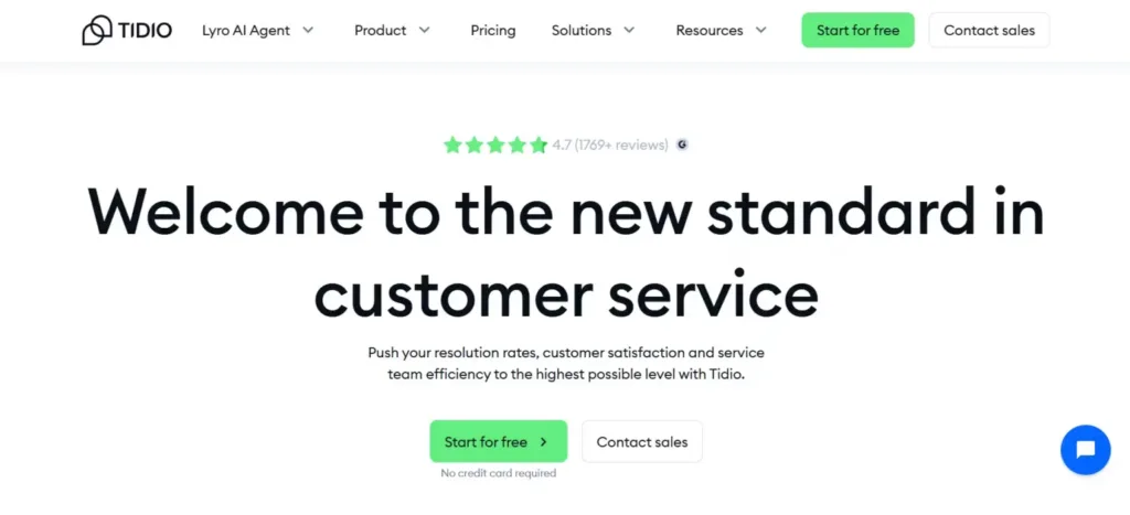 Tampilan Homepage Chatbot AI Tidio Tidio