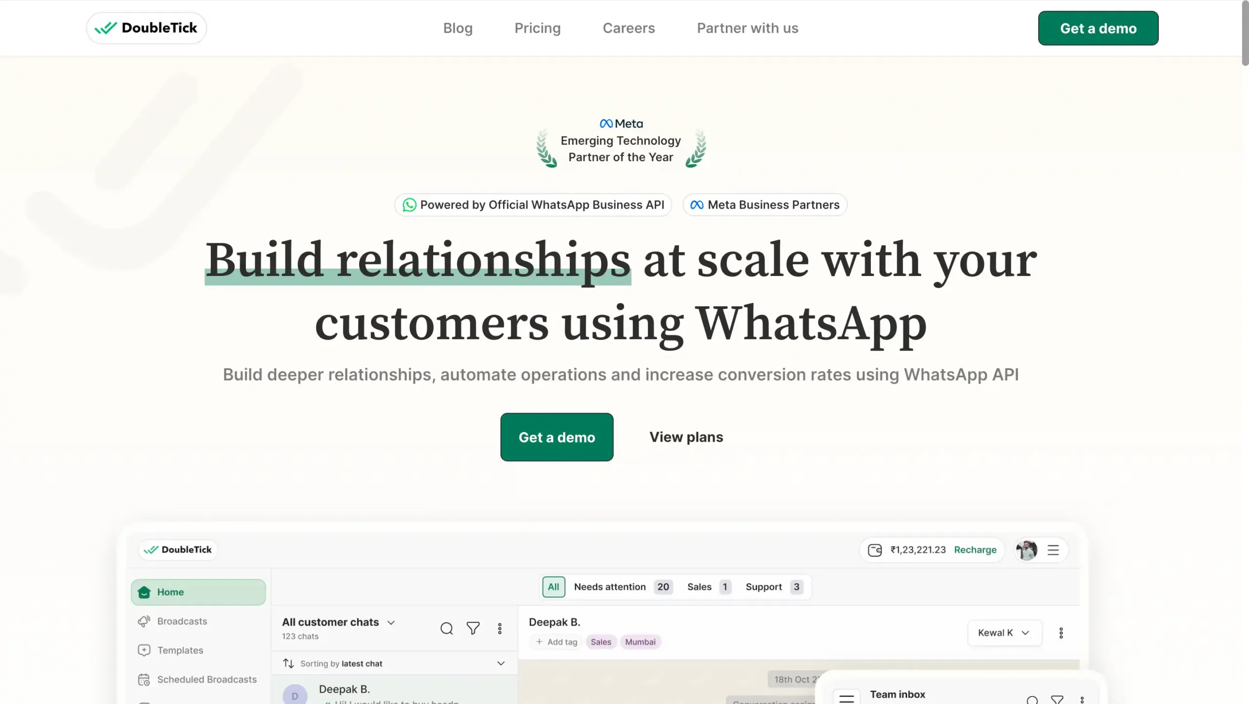 Landing Page DoubleTick DoubleTick-alternatif interakt terbaik