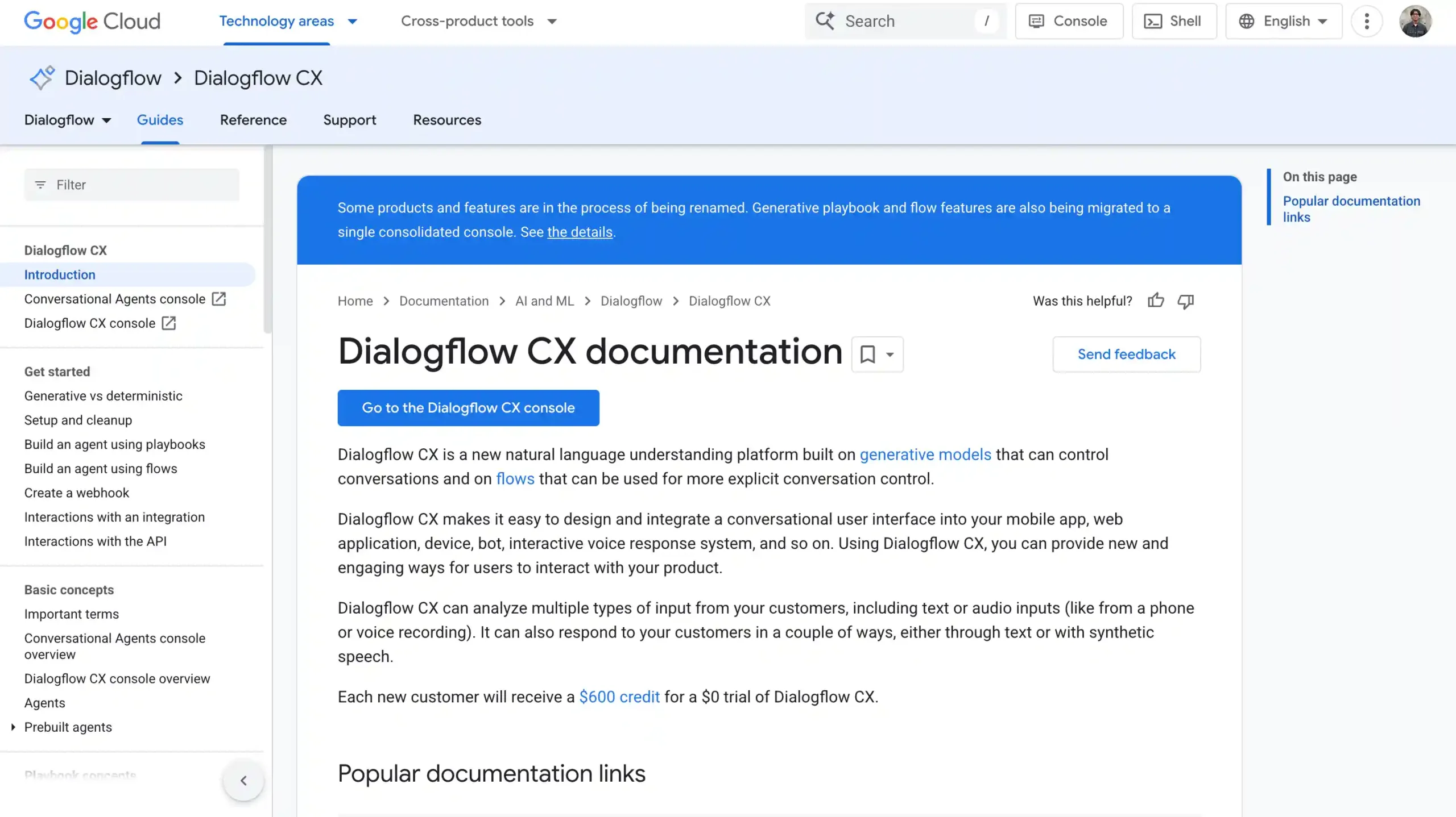Landing Page Google Dialogflow CX Google Dialogflow CX