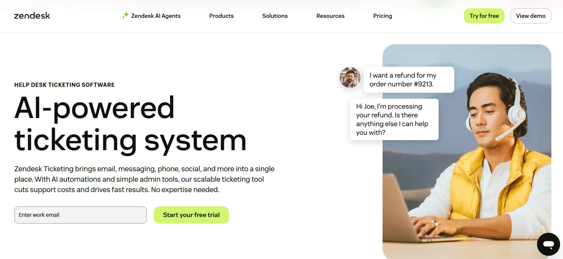Landing Page Zendesk Zendesk-tools agentic ai terbaik