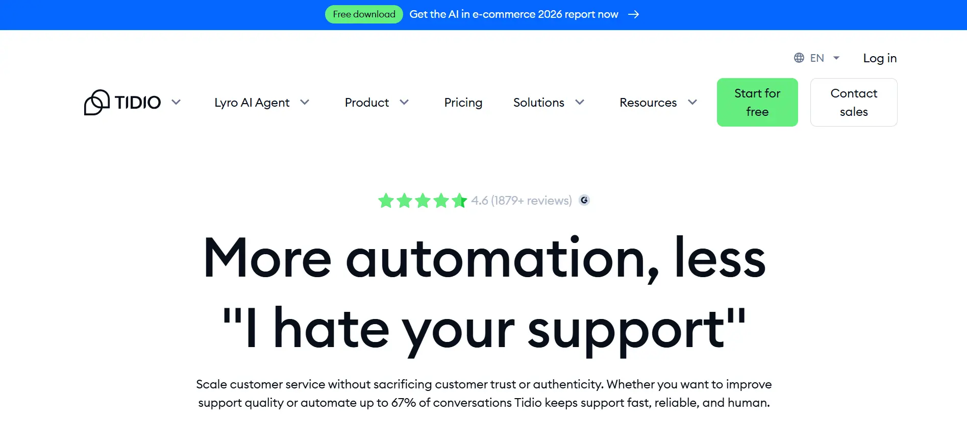 Tampilan Homepage Software Customer Support Tidio Homepage Software Customer Support Tidio