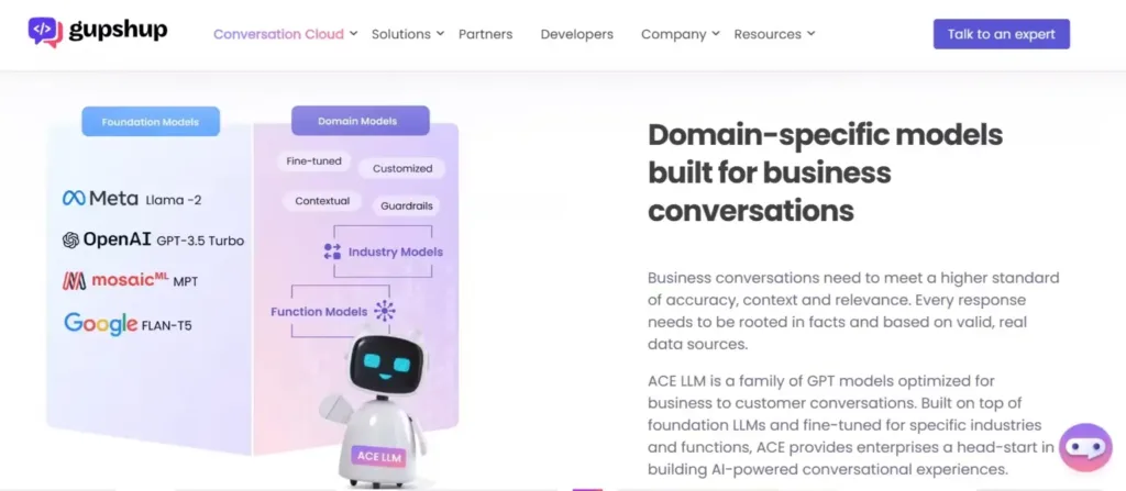 Landing Page Gupshup Rekomendasi Aplikasi WhatsApp Bot Terbaik Gupshup