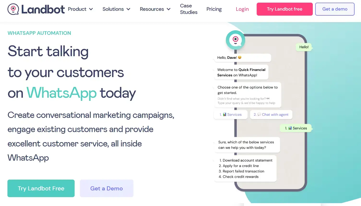 Landbot Landing Page Landbot-best enterprise chatbot platform