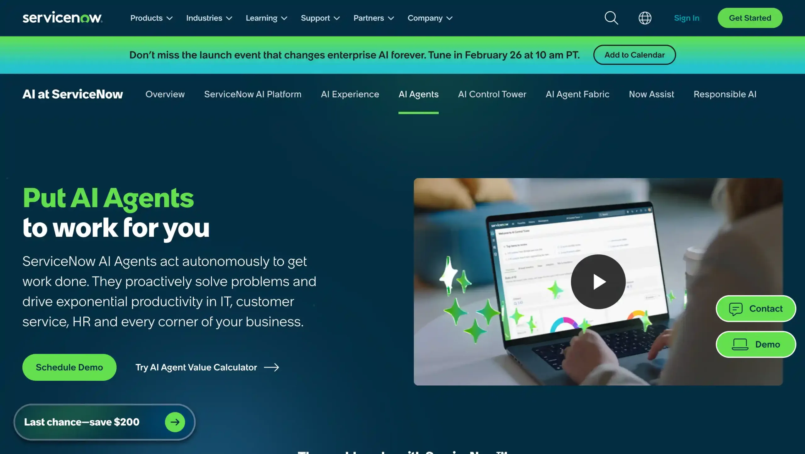 Landing Page ServiceNow ServiceNow-tools agentic ai terbaik