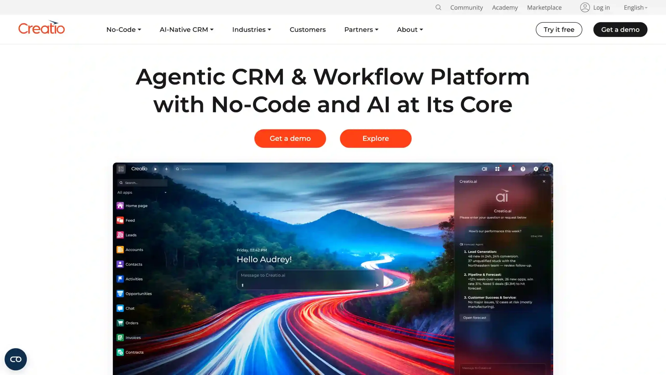 Creatio Landing Page Creatio-best agentic AI platforms