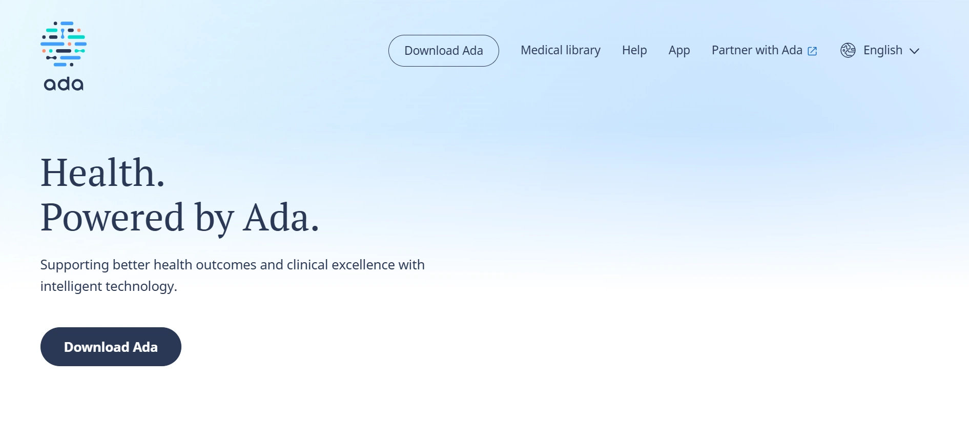 Tampilan Landing Page Aplikasi AI Ada Health Landing Page Aplikasi AI Ada Health