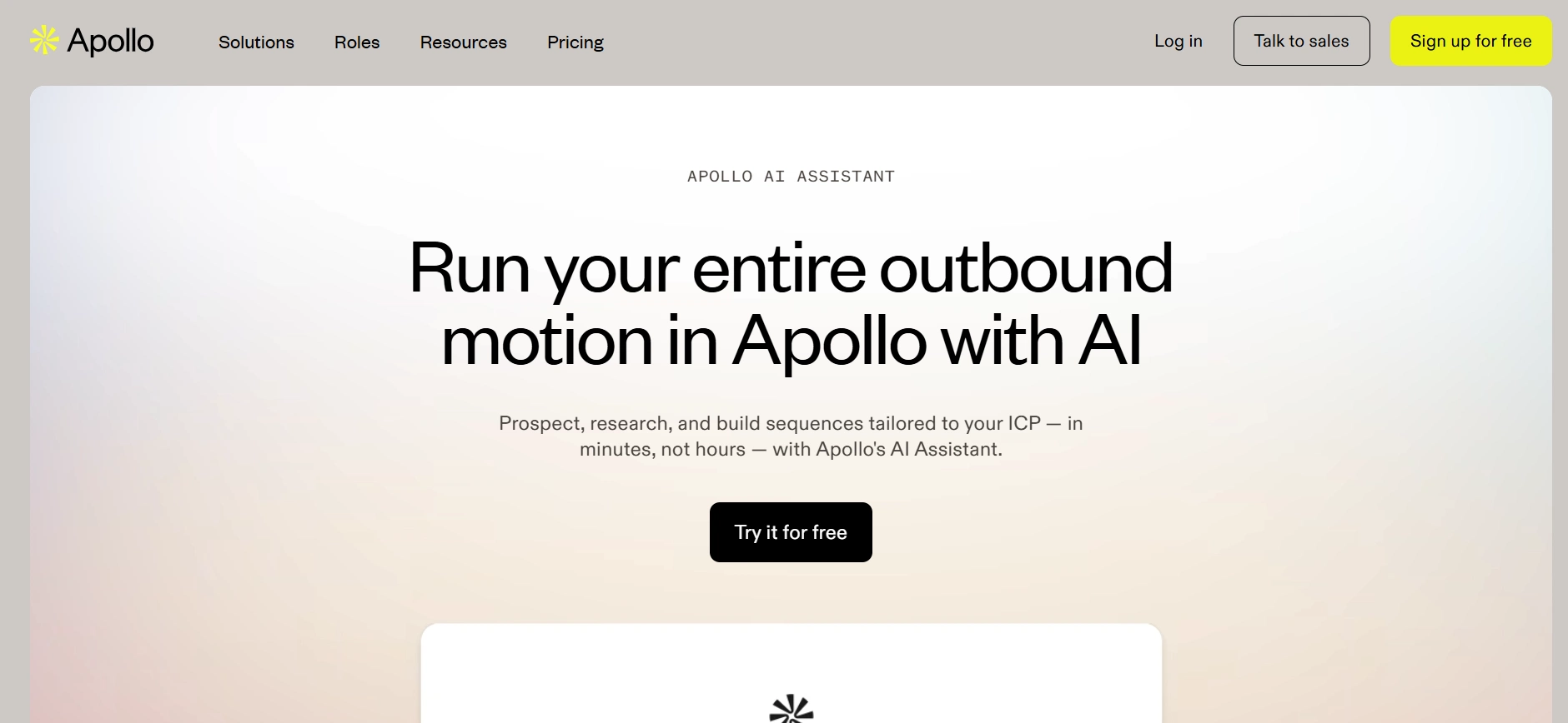 Landing Page Apollo Apollo-ai sales agent terbaik