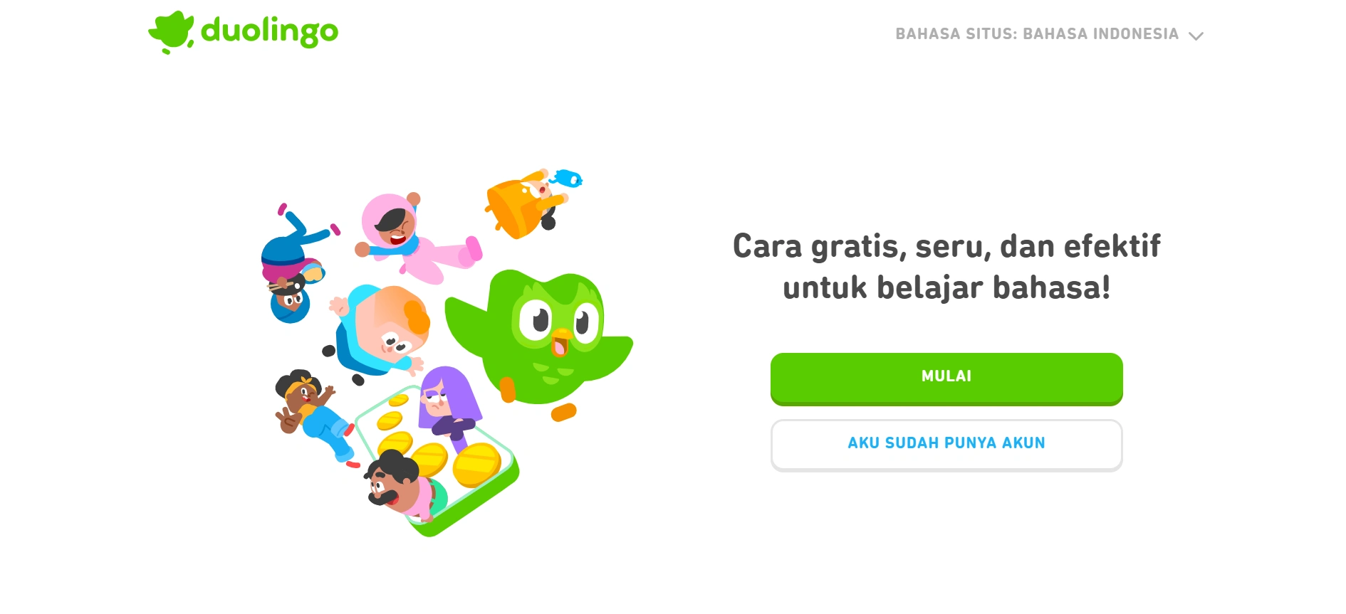 Tampilan Landing Page Aplikasi AI Duolingo Landing Page Aplikasi AI Duolingo