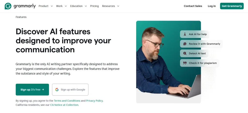 Halaman Landing Page Aplikasi AI Grammarly Landing Page Aplikasi AI Grammarly