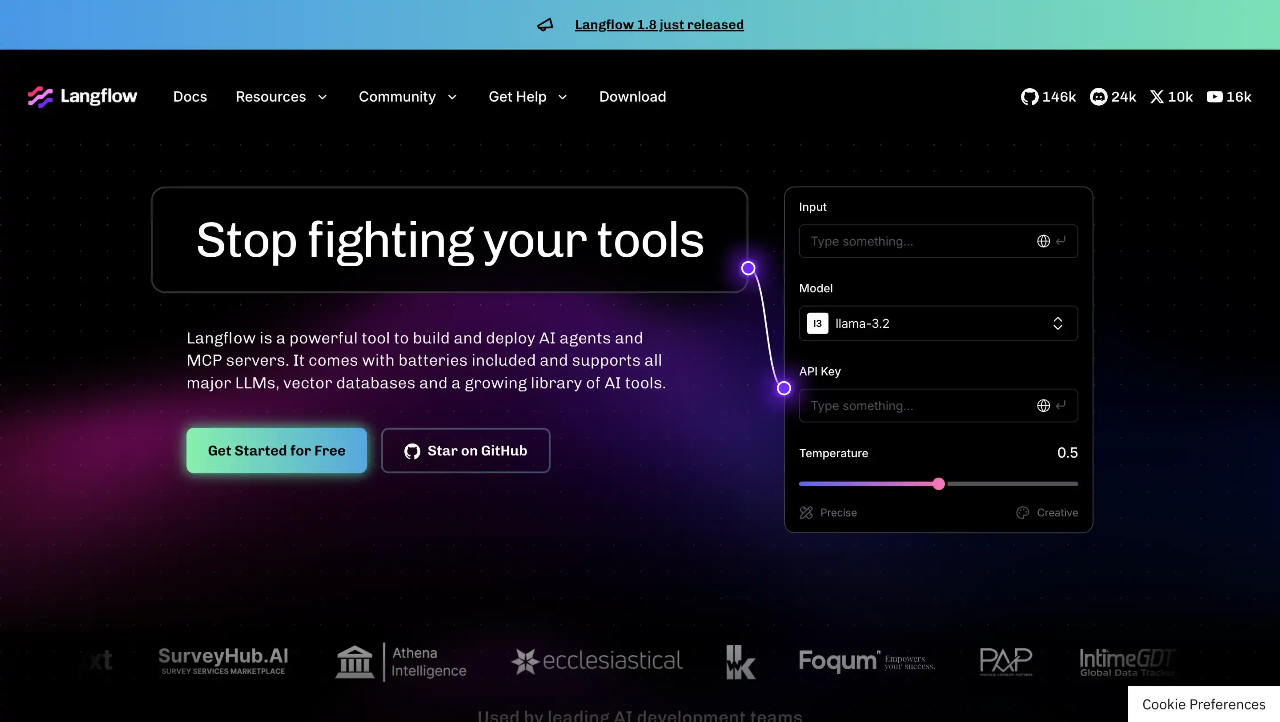 Landing Page Langflow Langflow-platform ai agent terbaik