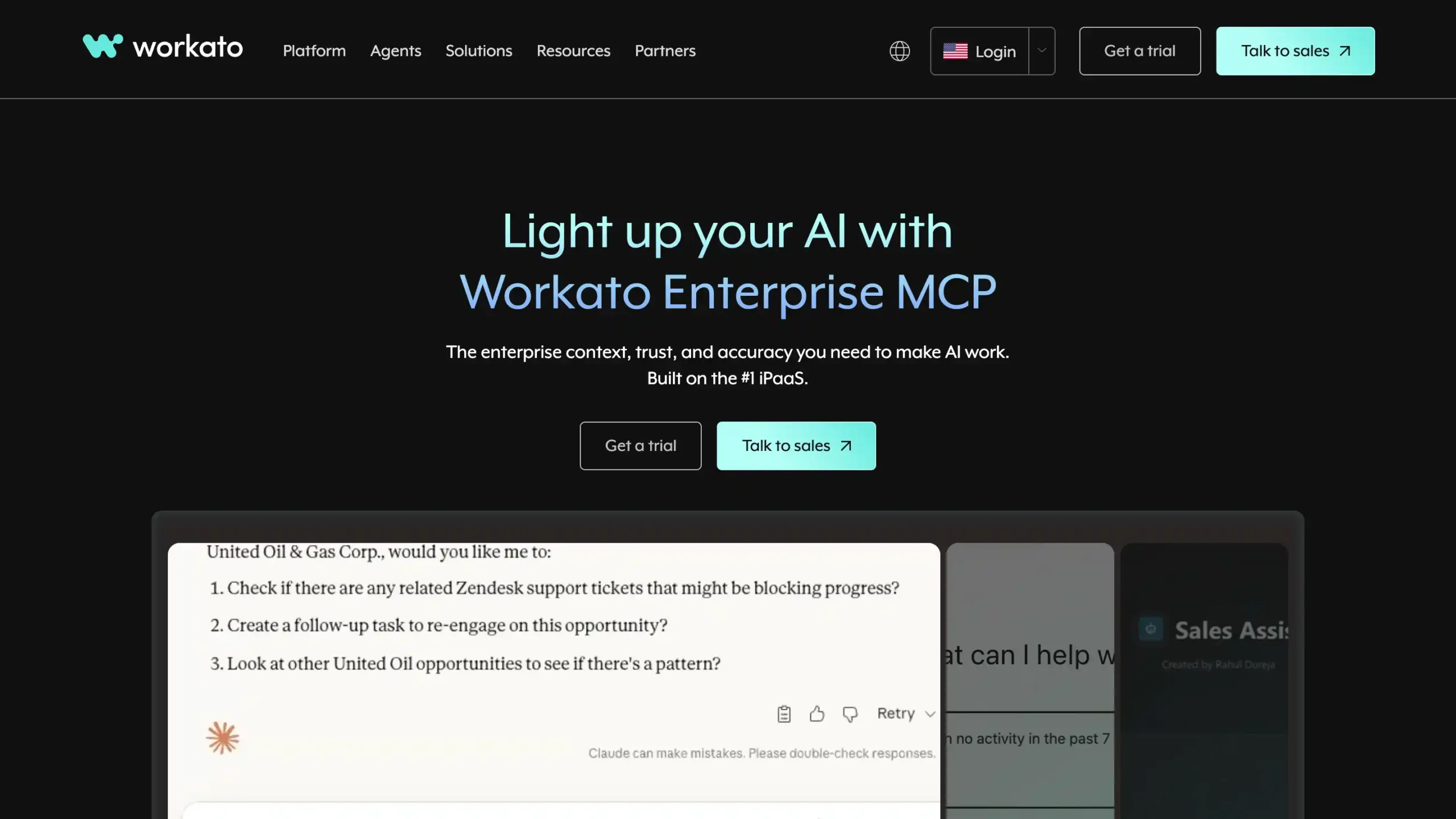 Workato Landing Page Workato-best enterprise workflow automation software