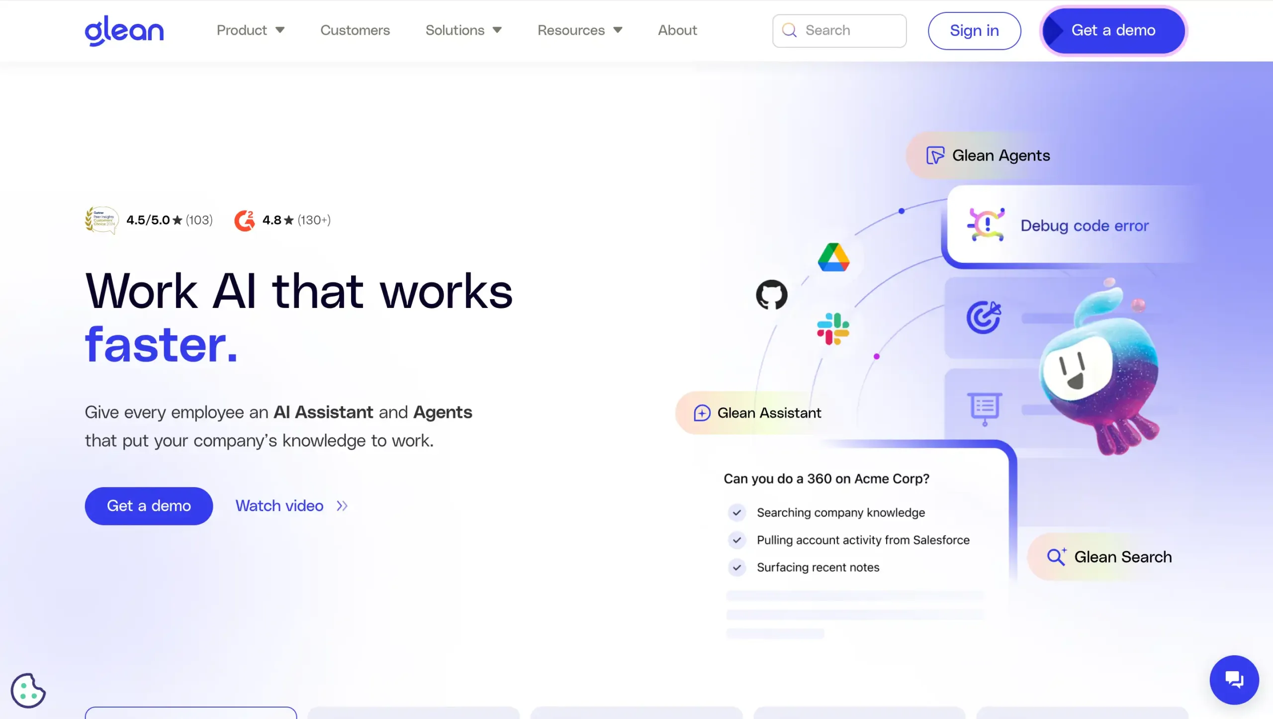 Landing Page Glean Glean-aplikasi ai agent terbaik