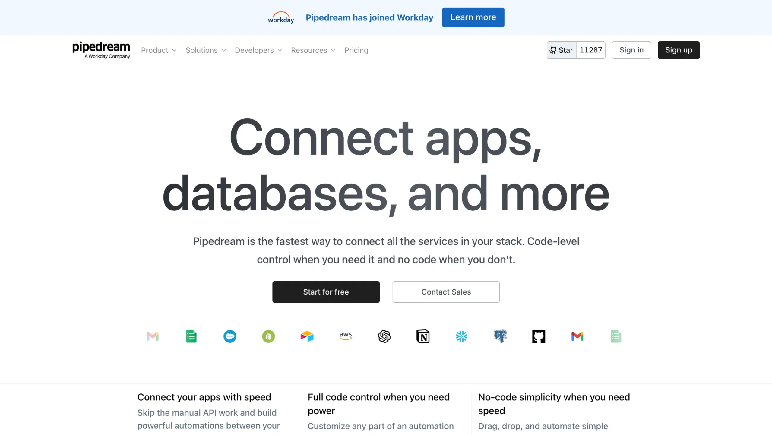 Pipedream Landing Page Pipedream-best ai workflow automation tools
