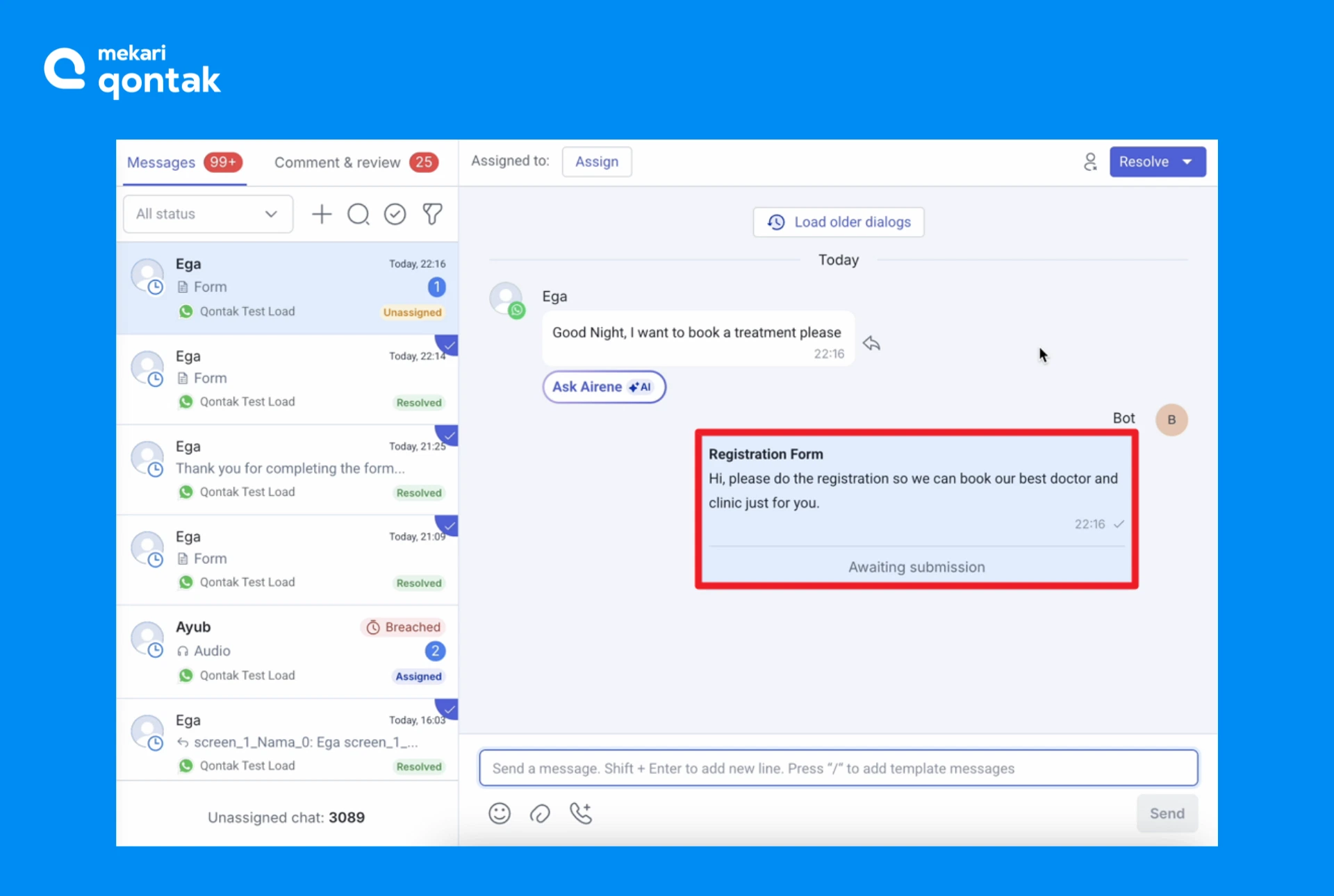 Ilustrasi Memastikan Form Aktif Tampil di Halaman Conversation Ilustrasi Memastikan Form Aktif Tampil di Halaman Conversation