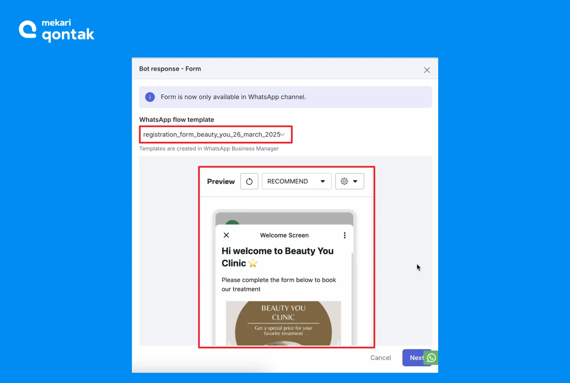 Ilustrasi Memilih WhatsApp Flow Template Ilustrasi Memilih WhatsApp Flow Template
